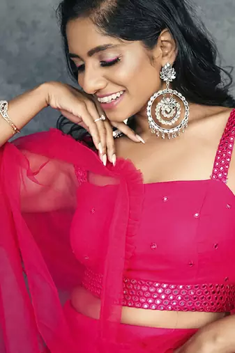 pink net plain Lehenga