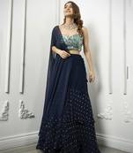 navy-blue  georgette  embroidered Lehenga