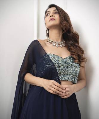 navy-blue  georgette  embroidered Lehenga 3