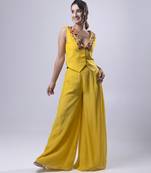 Yellow organza plain co ord set