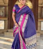 Purple silk blend saree with blouse
