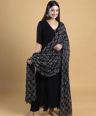 Black  georgette  plain kurta set 1