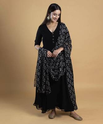 Black  georgette  plain kurta set 2