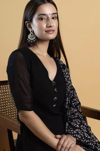 Black  georgette  plain kurta set