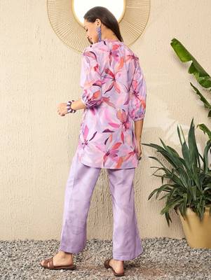 lavender rayon blend floral printed coord sets 4