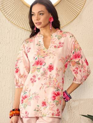 cream rayon blend floral printed coord sets 1