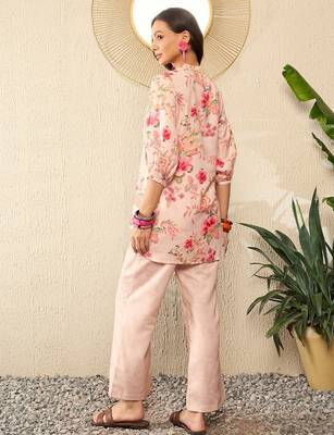 cream rayon blend floral printed coord sets 4