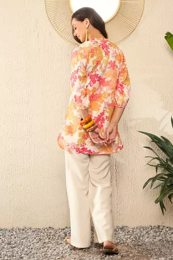 off white rayon blend floral printed coord sets