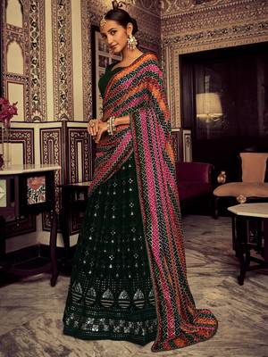green sequin georgette festival lehenga set choli with dupatta 2