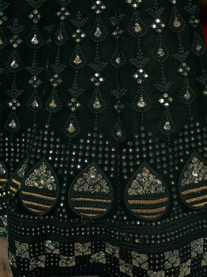 green sequin georgette festival lehenga set choli with dupatta 10