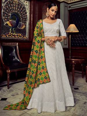 White Thread Work Georgette Bridesmaid Lehenga Choli 1