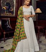 White Thread Work Georgette Bridesmaid Lehenga Choli