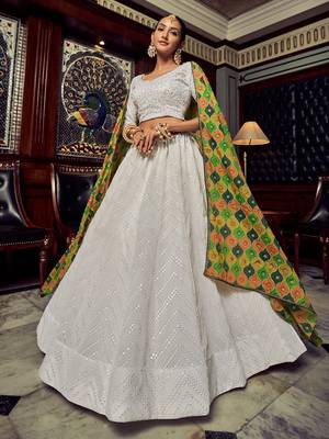 White Thread Work Georgette Bridesmaid Lehenga Choli 2