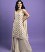 White georegette embroidered kurta set