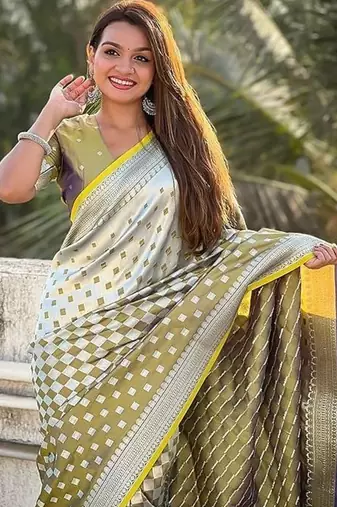 Mustard silk blend saree with blouse
