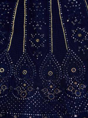 navy blue sequins georgette lehenga set choli with dupatta 9
