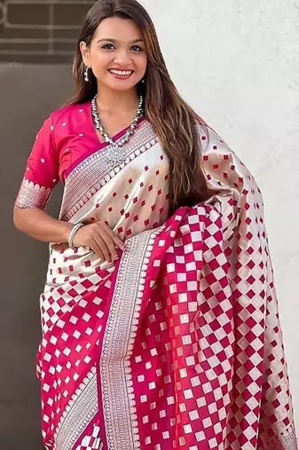 Pink silk blend saree with blouse
