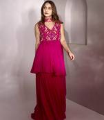 Pink georegette embroidered kurta set