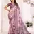 Dusty purple soft tissue silk floral digital printed saree with zari jacquard weaving border