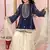 Blue embroidered cotton silk a line kids salwar suits