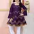 Purple embroidered cotton silk a line kids salwar suits