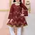 Maroon embroidered cotton silk a line kids salwar suits