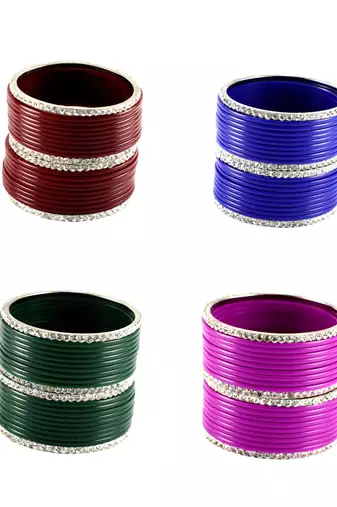 Brass, multicolor ,stone stud,bangle combo