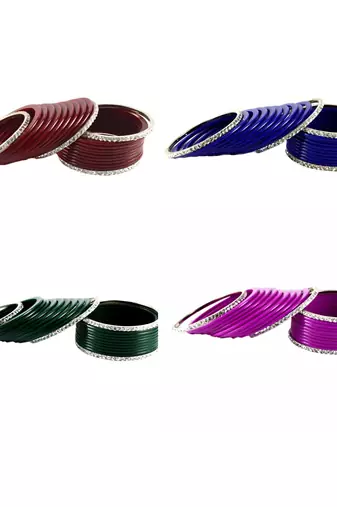 Brass, multicolor ,stone stud,bangle combo