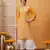 Hand embroidered mustard georgette lucknowi chikankari straight kurta with palazzo