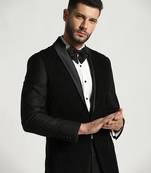 Black polyester embroidered tuxedo