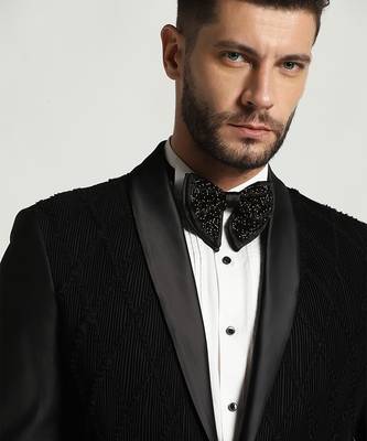 Black polyester embroidered tuxedo 2