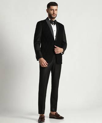 Black polyester embroidered tuxedo 4