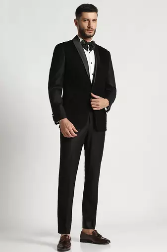 Black polyester embroidered tuxedo