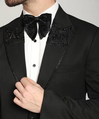 Black polyester embroidered tuxedo 1