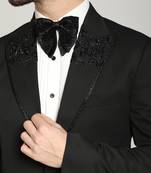 Black polyester embroidered tuxedo