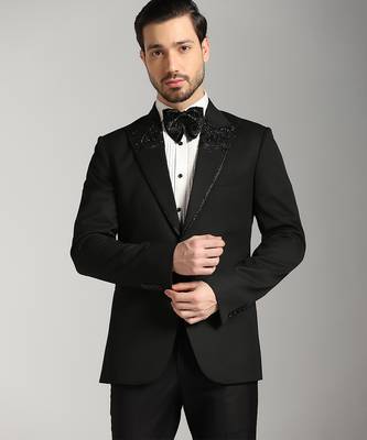 Black polyester embroidered tuxedo 4