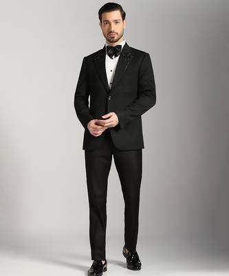 Black polyester embroidered tuxedo 5