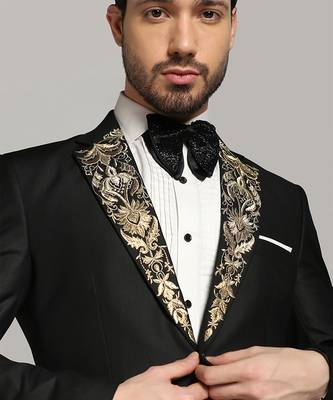 Black polyester embroidered tuxedo 2