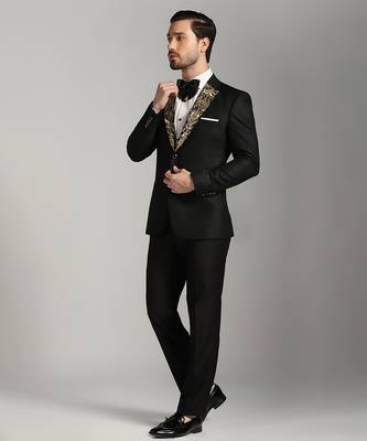 Black polyester embroidered tuxedo 3