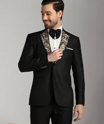 Black polyester embroidered tuxedo 4