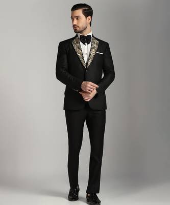 Black polyester embroidered tuxedo 5