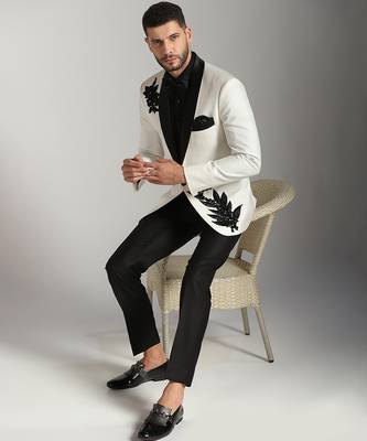White polyester embroidered tuxedo 1