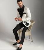 White polyester embroidered tuxedo