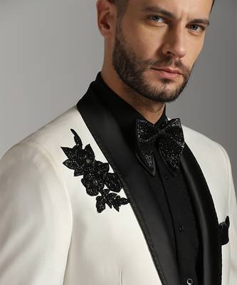 White polyester embroidered tuxedo 2