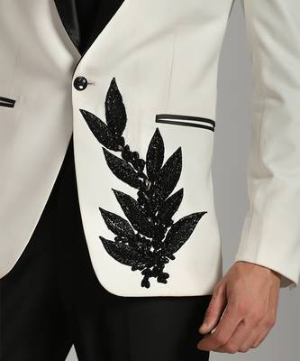 White polyester embroidered tuxedo 3
