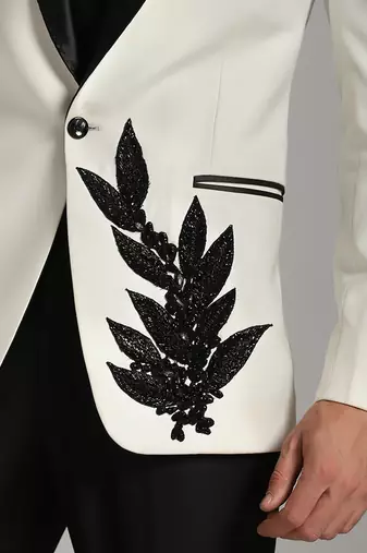 White polyester embroidered tuxedo