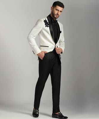 White polyester embroidered tuxedo 4