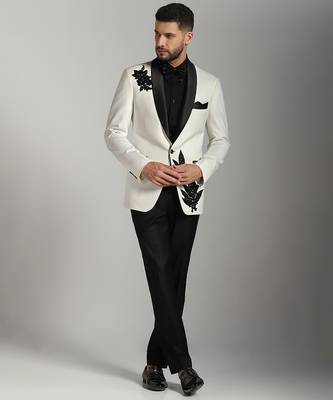 White polyester embroidered tuxedo 5