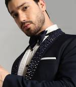 Blue polyester embroidered tuxedo