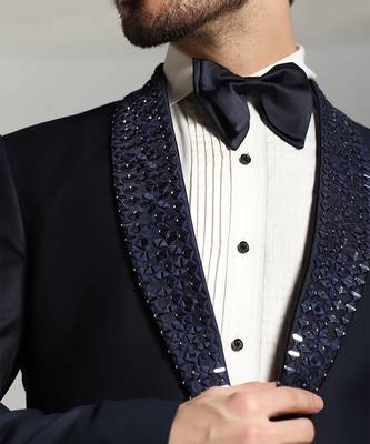 Blue polyester embroidered tuxedo 2